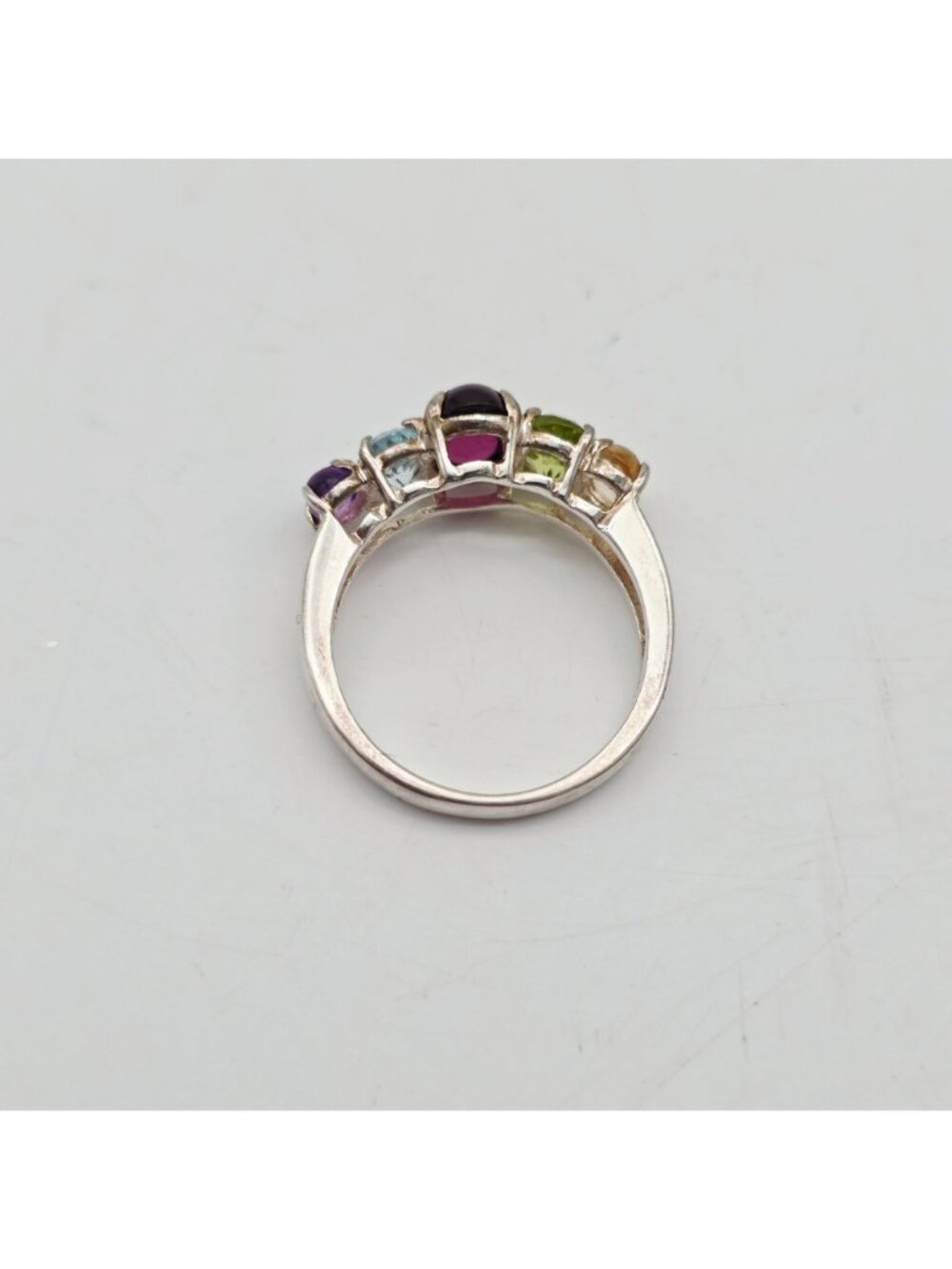Sterling Silver Multi-Gemstone Ring Oval Cabochon & Faceted Citrine Stones 7 - Picture 7 of 7